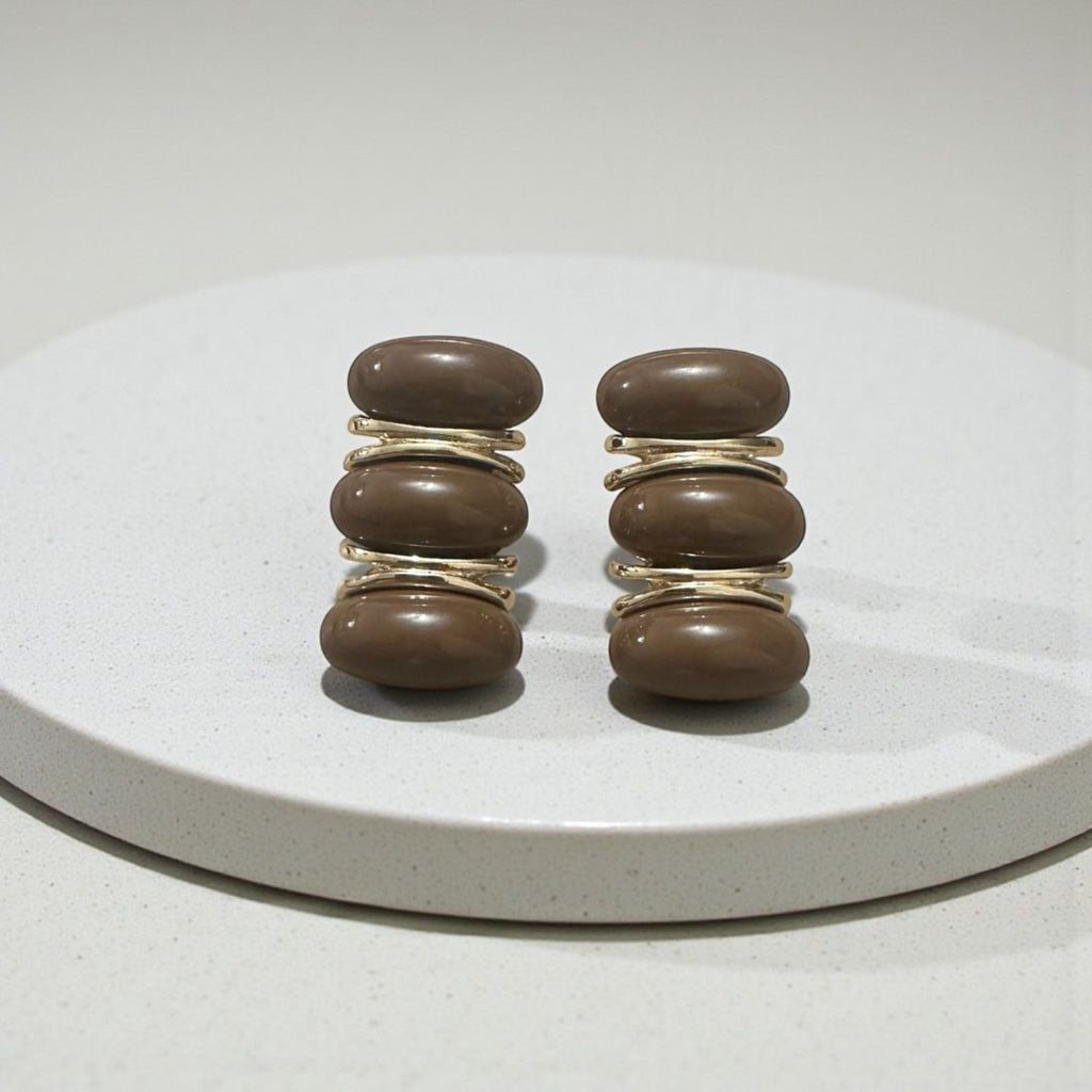 Kahverengi Modern Küpe