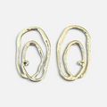 Jakris Alara gold plated brass earrings with an abstract, textured oval design and asymmetrical organic curves.
