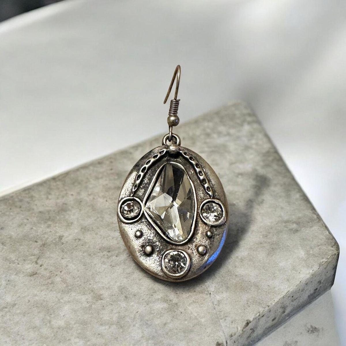 Vintage Stil Oval Kristal Küpe