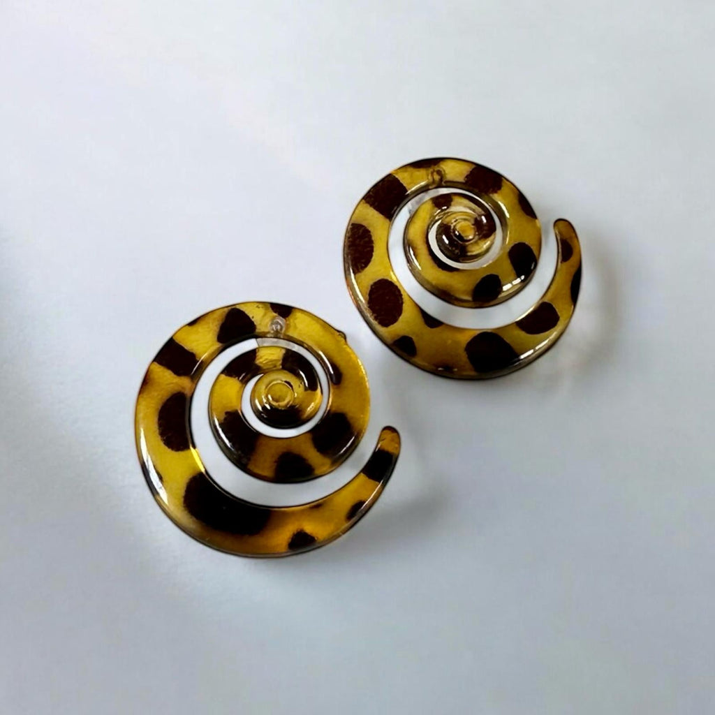 Leopar Desenli Spiral Küpe