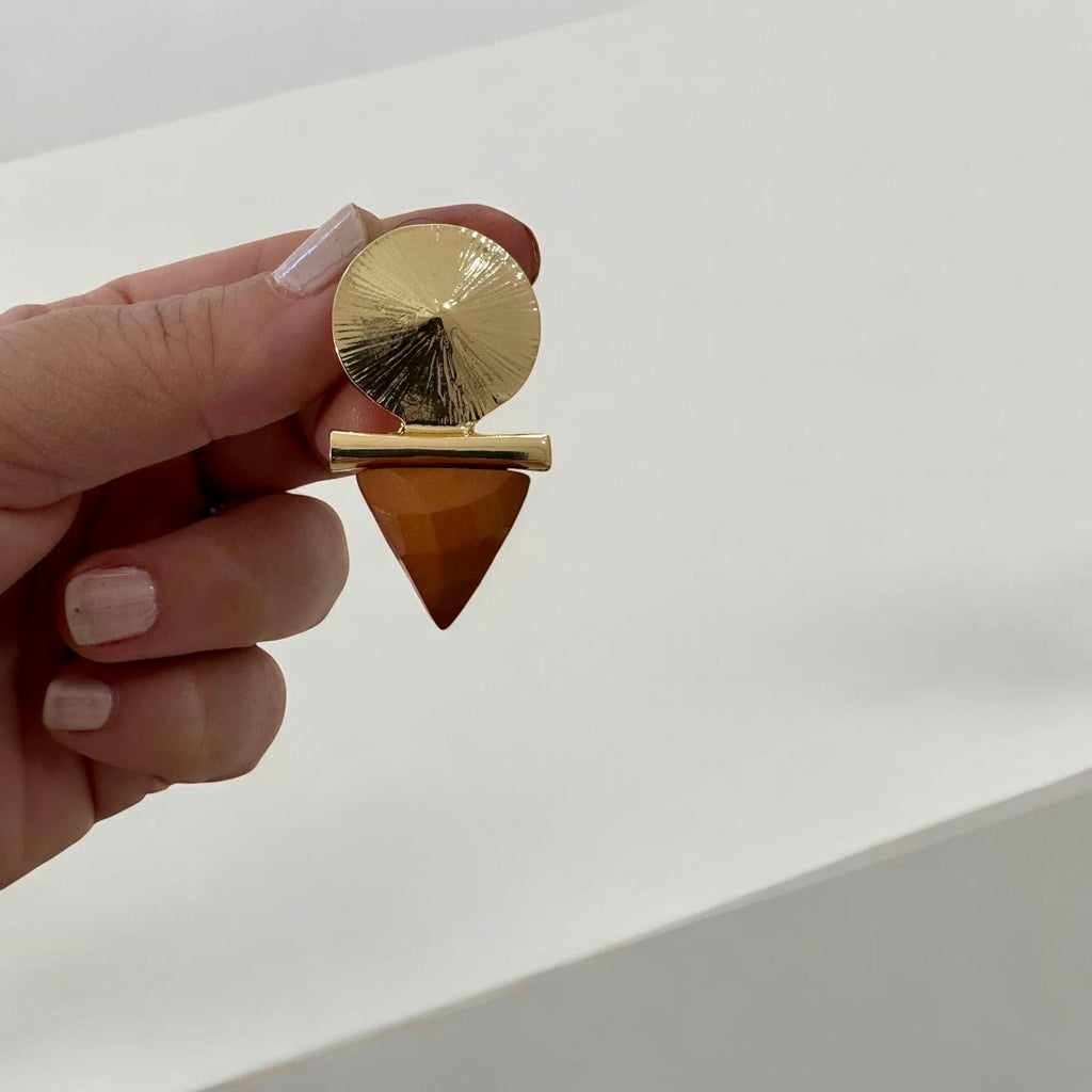 Siyah veya Kahverengi Taşlı Modern Geometrik Küpe