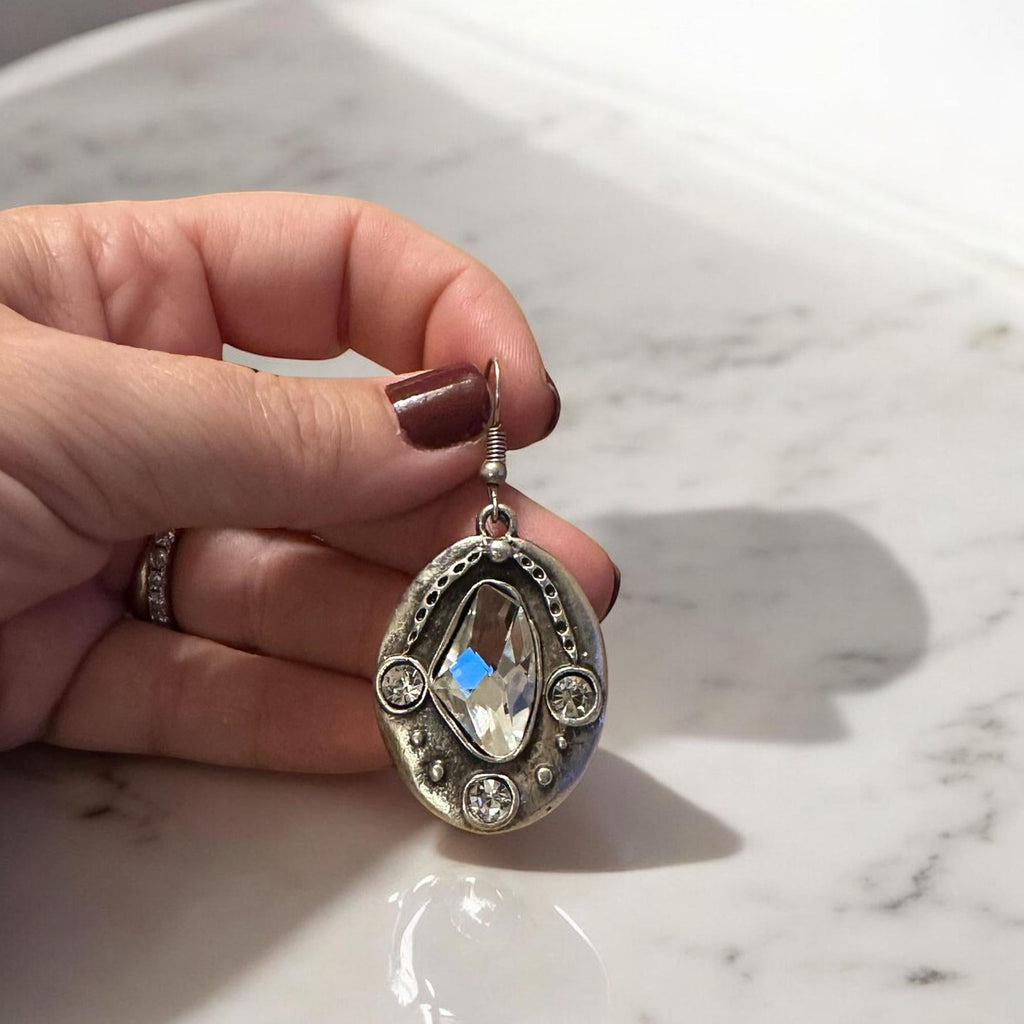 Vintage Stil Oval Kristal Küpe