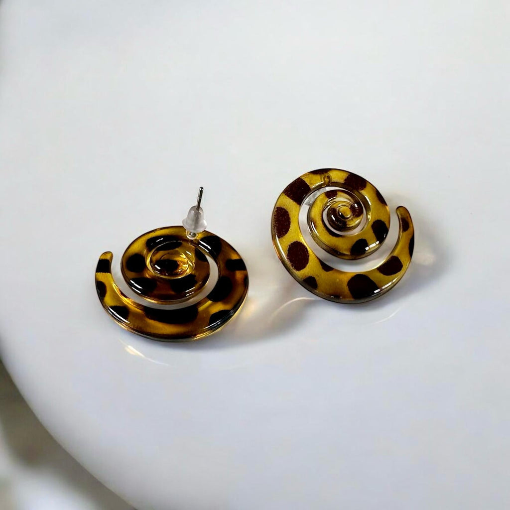 Leopar Desenli Spiral Küpe