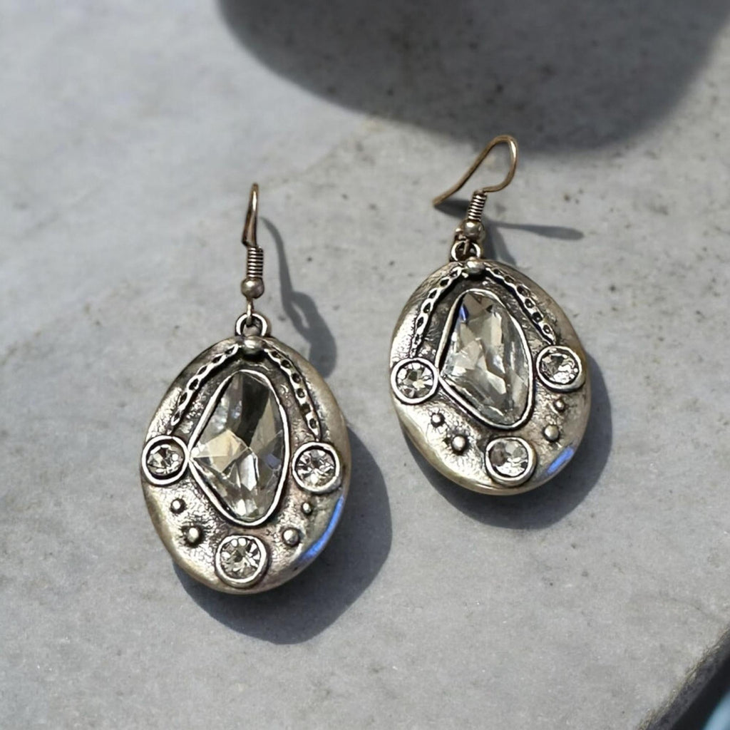 Vintage Stil Oval Kristal Küpe