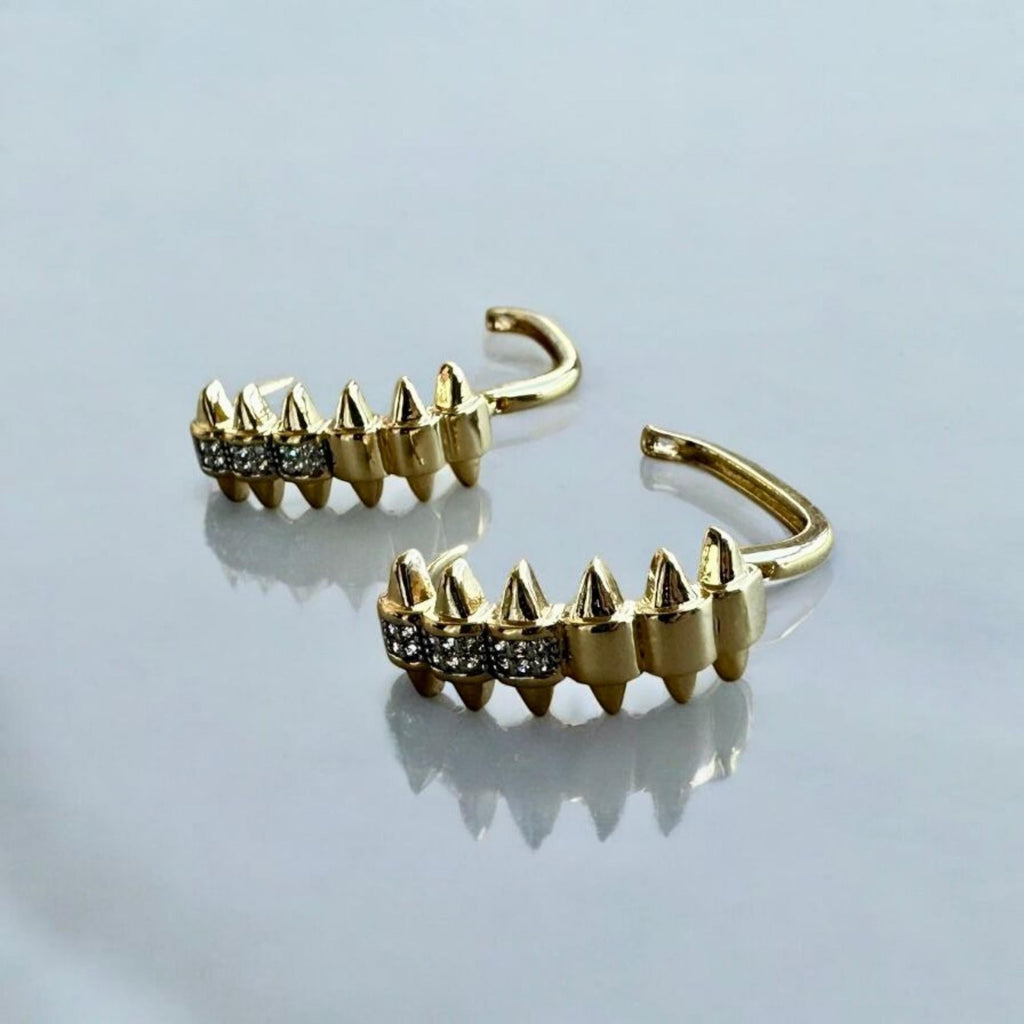 Zigzag Kenarlı Altın Kaplama Halka Küpe