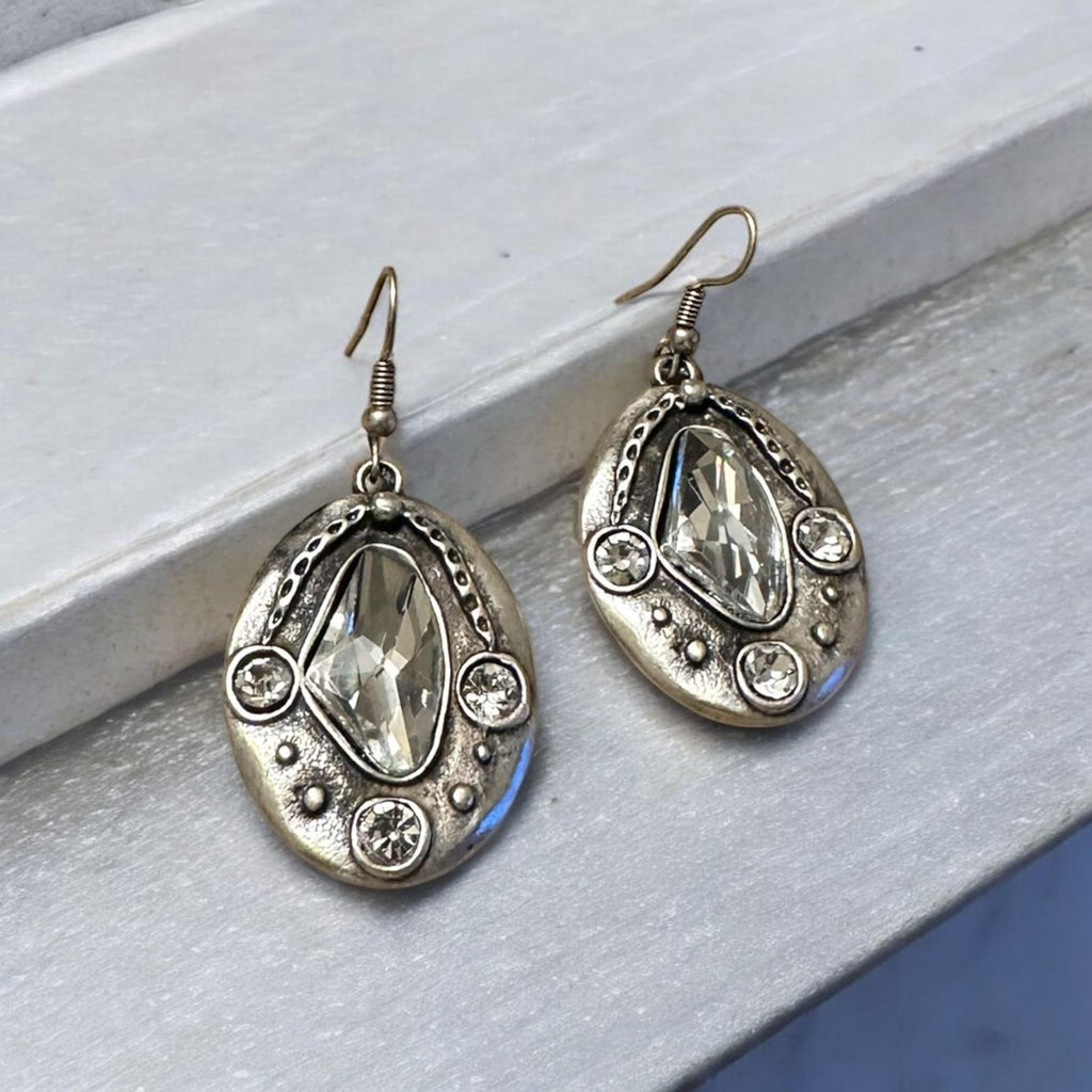 Vintage Stil Oval Kristal Küpe