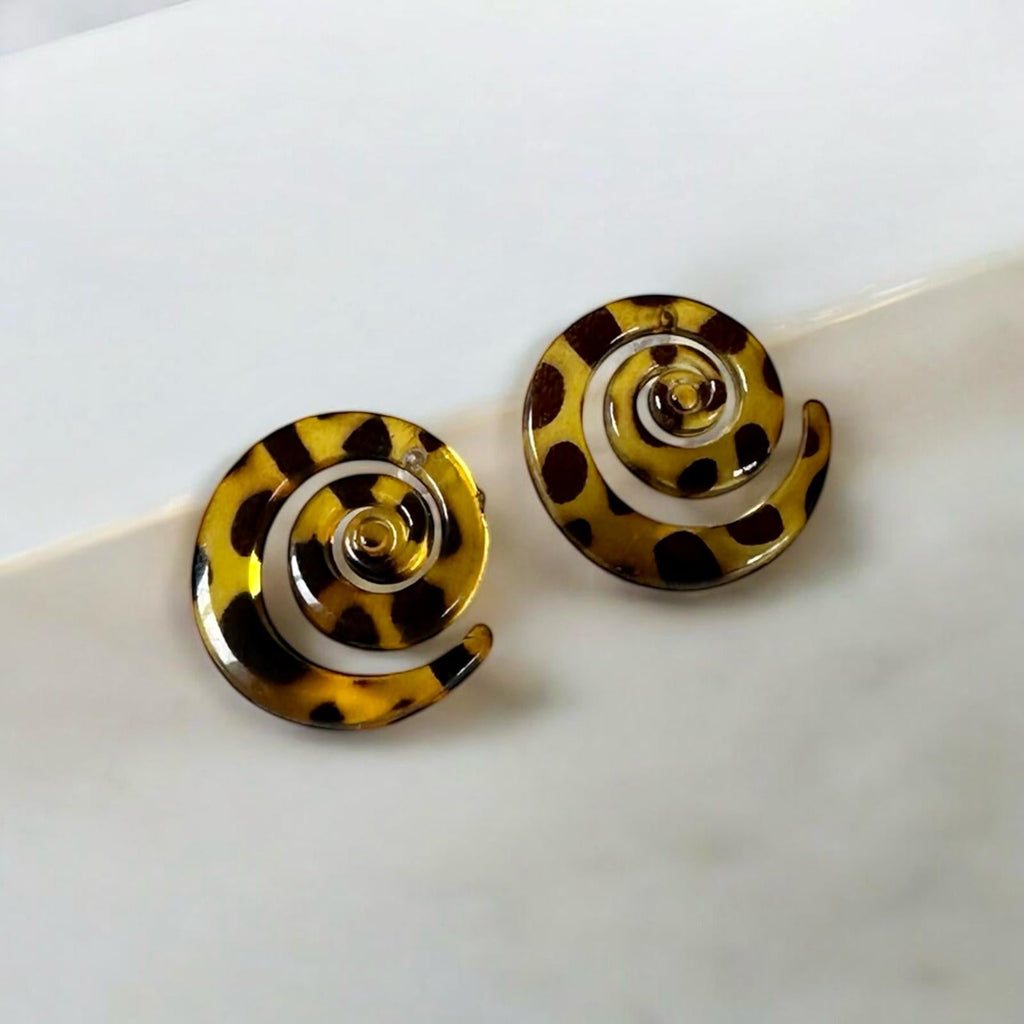 Leopar Desenli Spiral Küpe