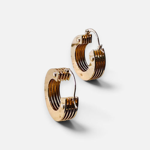 Jakris 5-layered small thick gold hoop earrings with a polished metallic finish