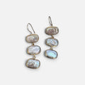 Jakris gold-plated drop earrings featuring three rectangular baroque freshwater pearls in a timeless elegant design