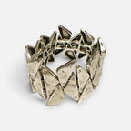 Jakris chunky geometric silver-tone elastic bracelet with textured triangular links