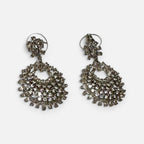 Jakris elegant dangling earrings featuring sparkling crystals in a circular design, perfect for bridal wear.