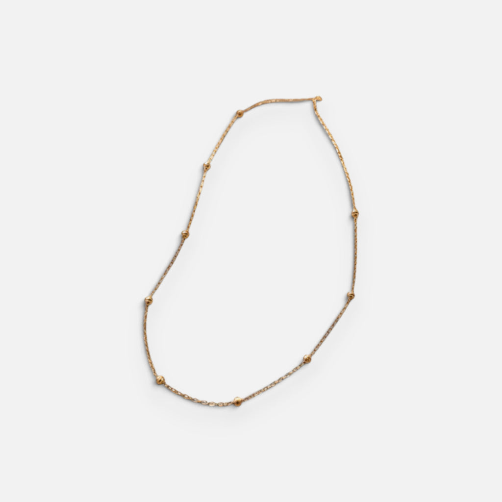 Jakris gold-plated brass chain necklace featuring minimalist spherical bead details for a delicate, elegant look.