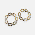 Jakris gold chain link hoop earrings with geometric design and sparkling crystal accents