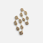 Jakris gold geometric drop earrings featuring sparkling crystal accents in a delicate linked design