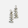 Jakris gold drop earrings featuring multiple irregular white pearls in a minimalist bridal design