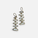 Jakris gold drop earrings featuring multiple irregular white pearls in a minimalist bridal design
