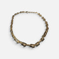 Jakris gold plated modern chain choker necklace with thick rectangular links on a white background