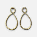 Jakris gold-plated earrings featuring a twisted rope design in a teardrop shape on a white surface.