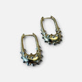 Jakris gold hoop earrings featuring a unique U-shape design with edgy silver-toned metal spikes.