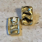 Jakris gold rectangular earrings with a wavy, textured finish and thick design