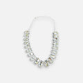 Jakris Liora choker necklace featuring large emerald-cut crystals with a silver-tone finish and adjustable chain.