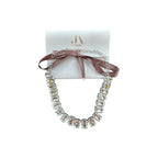 Jakris Liora choker necklace featuring emerald-cut crystals with silver-tone plating and an adjustable chain.