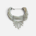 Jakris multi-strand pearl choker necklace with crystal accents, perfect for bridal or formal wear.