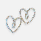 Jakris elegant heart-shaped bridal earrings featuring delicate white pearls in a gold-tone setting