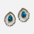 Jakris bohemian sunburst earrings featuring teardrop turquoise stones set in vintage gold-plated metal