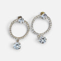Jakris elegant hoop earrings featuring sparkling zircon stones and a dangling crystal charm for formal occasions