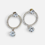 Jakris elegant hoop earrings featuring sparkling zircon stones and a dangling crystal charm for formal occasions